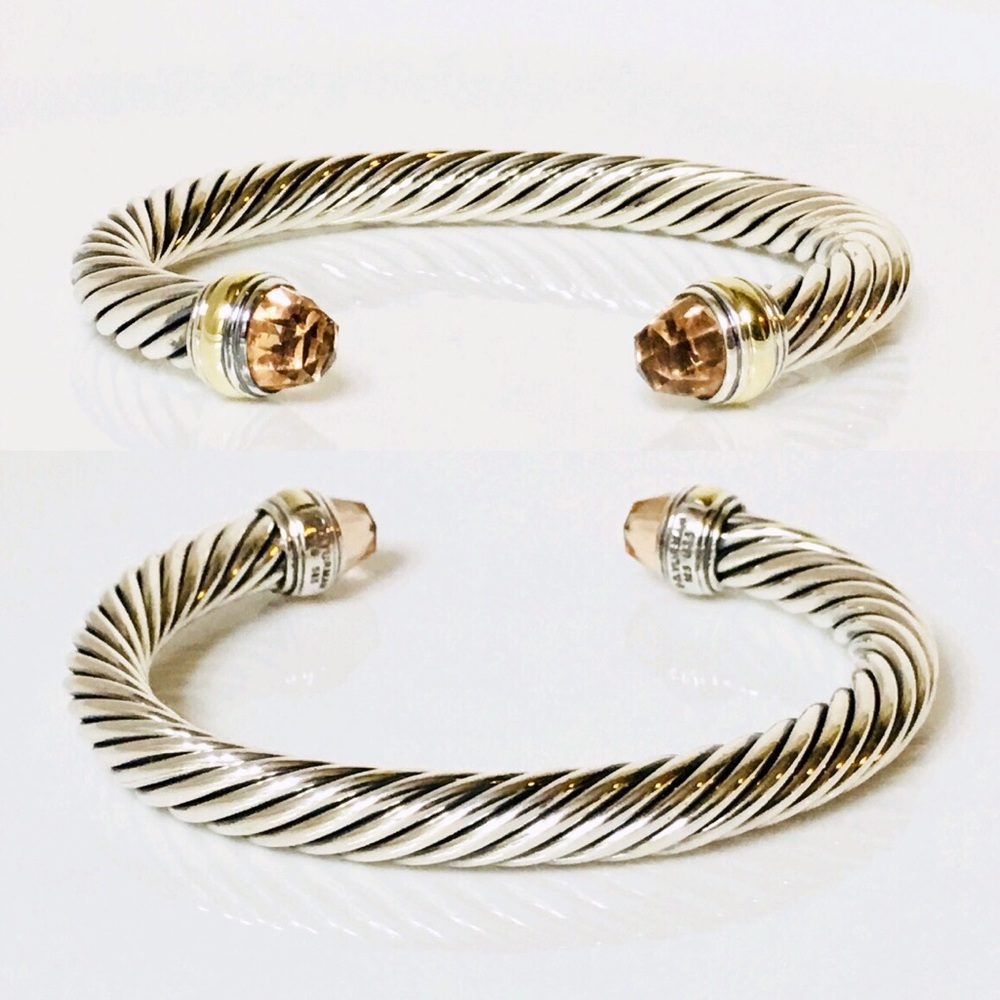 David Yurman 7mm Morganite Cable Cuff Bracelet - Picture 3 of 7